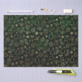 グリーン《写真》ぼけ味とゴールドフォイルクリスマスホリー 薄葉紙 (クラフト)