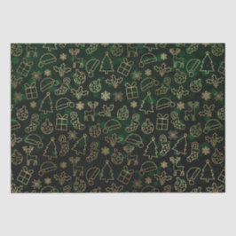 グリーン《写真》ぼけ味とゴールドフォイルクリスマスホリー 薄葉紙