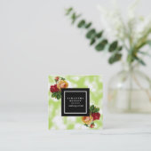 グリーン《写真》ぼけ味グリッタースパークルズフローラメイクアップアーティスト スクエア名刺 (スタンド正面)