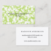 グリーン《写真》ぼけ味グリッターモダンファッションメイクアップアーティスト 名刺 (正面/裏面)