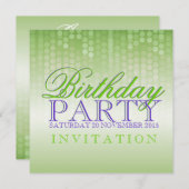 グリーン《写真》ぼけ味パーティーライト誕生日招待状 招待状 (正面/裏面)