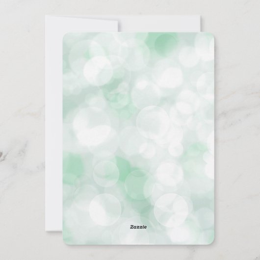 グリーン《写真》ぼけ味ホワイトタイポグラフィモダンクリスマス シーズンカード (裏面)