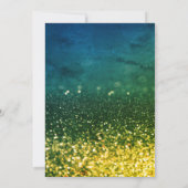 グリーン《写真》ぼけ味、グリッターグラッドキャップ、ガラス卒業 招待状 (裏面)