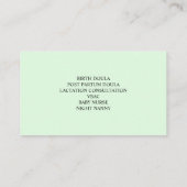 グリーン |助産師Doula妊婦の腹 名刺 (裏面)
