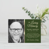 グリーン 哀悼 葬儀 思い出 サンクス フォト 招待状 (スタンド正面)