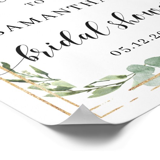 グリーン×多肉植物のウェルカムサイン 8x10 ポスター (角)