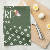 グリーン |愛はここに住む |カスタマイズスタイリッシュ可能 キッチンタオル (四つ折り)