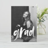 グリーン |抽象芸術ブラシストローク写真の卒業 案内状 (スタンド正面)