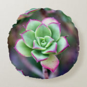 グリーン&明るい赤紫色多肉植物ラウンドピロー ラウンドクッション (正面)