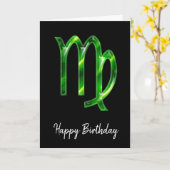 グリーン《星座》乙女座標識誕生日カード カード (黄色い花)