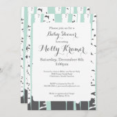 グリーン《植物》アスペンツリーベビーシャワー招待状 招待状 (正面/裏面)