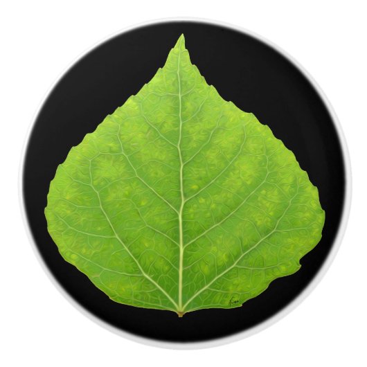 グリーン《植物》アスペンリーフ#11 セラミックノブ (正面)