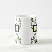 グリーン+植物+鳥+自然 コーヒーマグカップ (中央)