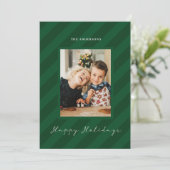 グリーン 楽しい 現代の ストライプ フォト ホリデー カード (スタンド正面)