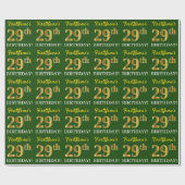 グリーン、模倣金ゴールドルック"29誕生日" ラッピングペーパー (フラット)