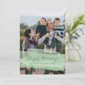 グリーン・水彩筆致のホリデー写真カード シーズンカード (スタンド正面)