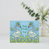 グリーン·水玉模様·フラミンゴおもしろいス,セント。パトリックの日 シーズンポストカード (スタンド正面)