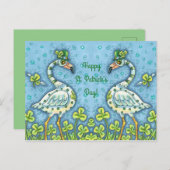 グリーン·水玉模様·フラミンゴおもしろいス,セント。パトリックの日 シーズンポストカード (正面/裏面)