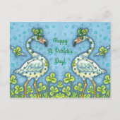 グリーン·水玉模様·フラミンゴおもしろいス，セント。パトリックの日 シーズンポストカード (正面)