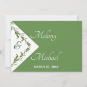 グリーン 照葉 幾何学的 葉の枝 RSPV 招待状 (裏面)