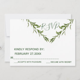 グリーン 照葉 幾何学的 葉の枝 RSPV 招待状