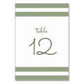 グリーン |白ストライプい結婚テーブル番号カード テーブルナンバー (裏面)