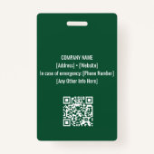 グリーン |社員の写真ID会社のセキュリティ バッジ (裏面)