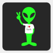 グリーン「私は地球を愛する」エイリアン スクエアシール (正面)