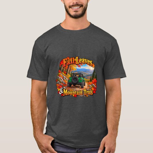 グリーン 紅葉と山道 Tシャツ (正面)