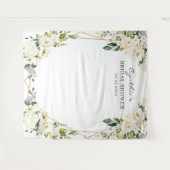 グリーン 花柄 幾何学的なウェディングシャワーの背景 タペストリー (正面(横))