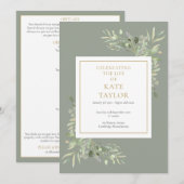 グリーン 葉の葬儀 追悼 式次第 奉仕 プログラム (正面/裏面)