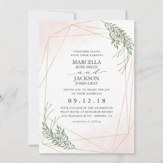 グリーン·葉赤面 招待状 (正面)