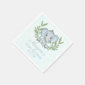 グリーン+象+ブルーボーイベイビーシャワー スタンダードカクテルナプキン (角)