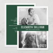 グリーン 過去と現在 2022年度卒業式 案内状 (正面/裏面)