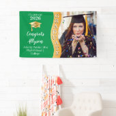 グリーン |金ゴールドおめでとう大学院Wave写真 横断幕 (インサイチュ)