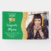 グリーン |金ゴールドおめでとう大学院Wave写真 横断幕 (横)