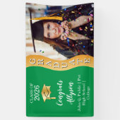 グリーン |金ゴールドおめでとう大学院Wave写真 横断幕 (縦)