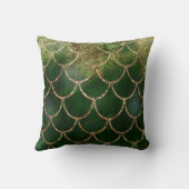 グリーン&金ゴールドきらめくマーメイドフィッシュはかりで測 クッション (裏面)