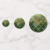 グリーン&金ゴールドきらめくマーメイドフィッシュはかりで測 コンフェッティ (正面)