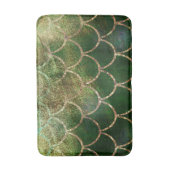 グリーン&金ゴールドきらめくマーメイドフィッシュはかりで測 バスマット (正面縦)