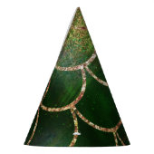 グリーン&金ゴールドきらめくマーメイドフィッシュはかりで測 パーティーハット (左)