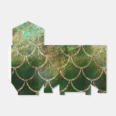 グリーン&金ゴールドきらめくマーメイドフィッシュはかりで測 フェイバーボックス (折り畳みなし)