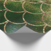 グリーン&金ゴールドきらめくマーメイドフィッシュはかりで測 ラッピングペーパー (角)