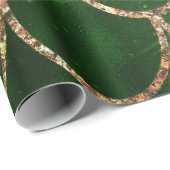 グリーン&金ゴールドきらめくマーメイドフィッシュはかりで測 ラッピングペーパー (ロールコーナー)