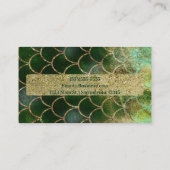 グリーン&金ゴールドきらめくマーメイドフィッシュはかりで測 名刺 (裏面)