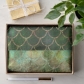 グリーン&金ゴールドきらめくマーメイドフィッシュはかりで測 薄葉紙 (ギフト)