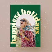 グリーン&金ゴールドはっきりしたタイポグラフィオーバル写真クリスマス 箔シーズンカード