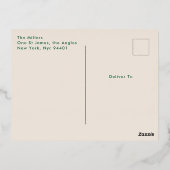 グリーン&金ゴールドはっきりしたタイポグラフィオーバル写真クリスマス 箔シーズンポストカード (裏面)