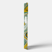 グリーン&金ゴールドアガテマーブル抽象芸術名モノグラム Case-Mate iPhoneケース (裏面 / 右)