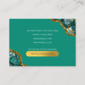 グリーン&金ゴールドアゲートゲードグリッターモノグラムマーブル 名刺 (裏面)